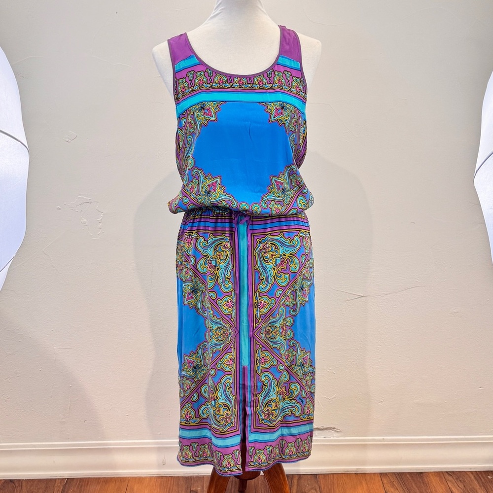 Hale Bob Blue and Purple Midi Dress